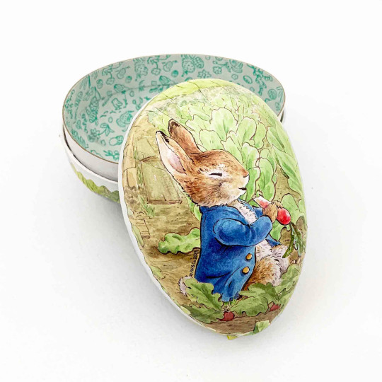 4-1/2" Peter Rabbit in Vegetable Patch Papier Mache Easter Egg Container ~ Germany